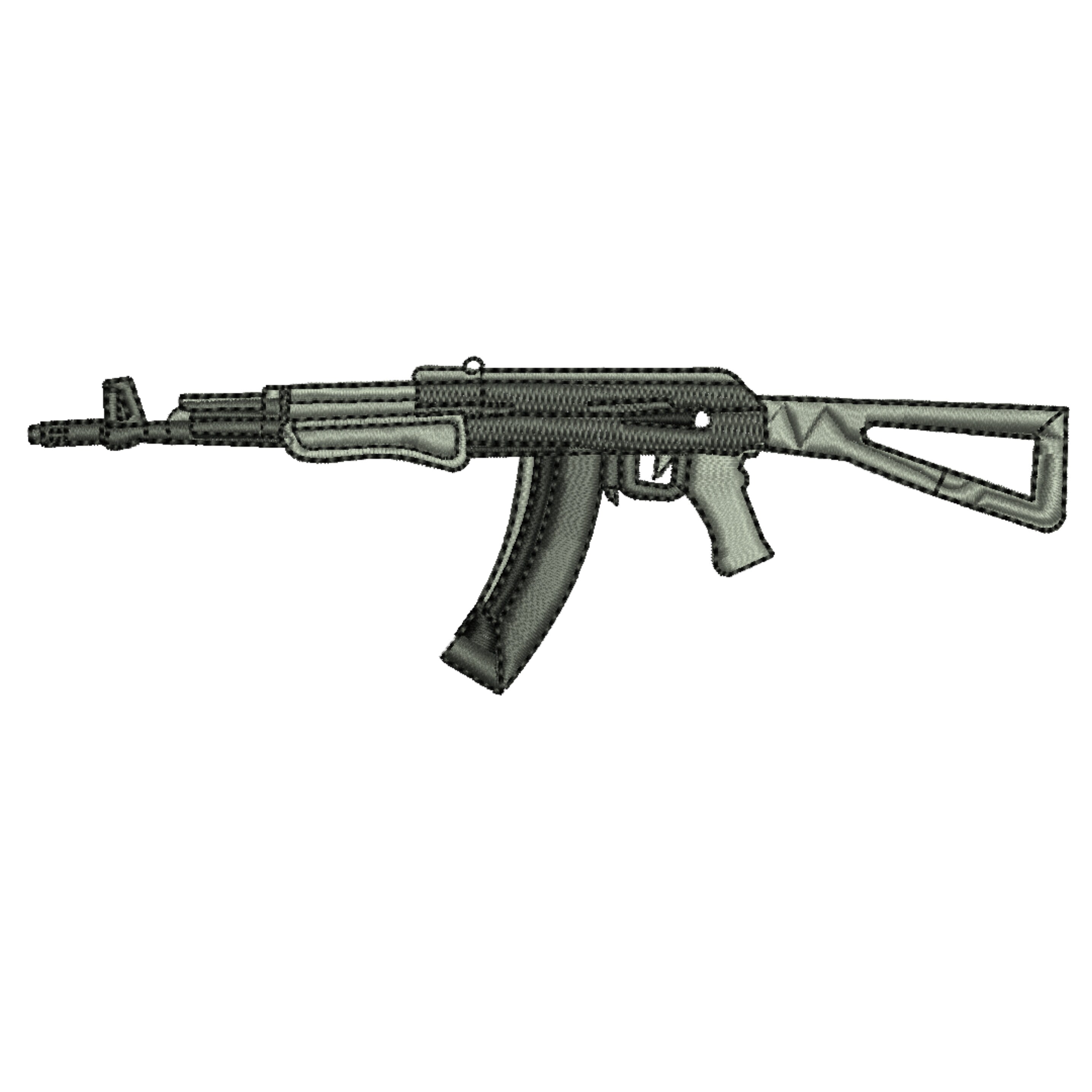 AK47 Embroidery Designs 3 Sizes Real Rifle Gun Machine Etsy
