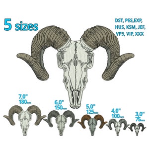 GOAT head embroidery design 5 Sizes - goat skull head machine embroidery file - Western Cowboy Hunting Deco Logo