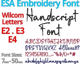 Handschriftliche ESA-Schrift | Wilcom Handschrift Schriftdatei| arbeitet mit E2 Fassung. E3 . E4 | ESA Calligraphy Stickschrift | schönen handgeschriebenen Stil