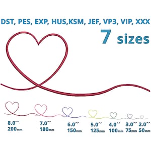 Hochzeit Stickdatei Herz 7 GRÖßEN Umriss Rot HerzBand Maschinenstickerei Datei - Paar Beziehung Symbol 4ever love