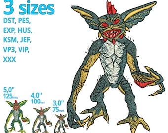 Diseño de bordado Gremlins 3 tamaños - Evil Gizmo Gremlin Mogwai archivo de bordado de máquina - genial figura mala costura de marionetas Descarga instantánea