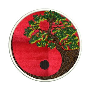 Applique Tree of life embroidery design | ITH Yin Yang machine embroidery file bonsai nature mandala | Yoga mediation esoterik inspiration image 3