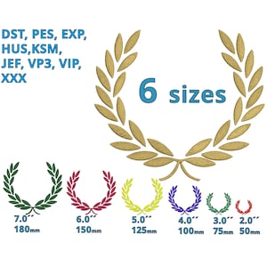 Laurel Wreath embroidery file 6 sizes - Laurel floral machine embroidery design bayleaf anniversary - Christmas Decoration napkin