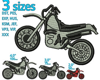 Diseño de bordado motorcross 3 tamaños - Archivo de bordado de máquina de enduro -Streetbike Biker Rider Speedjunky Motorbike Dirt bike