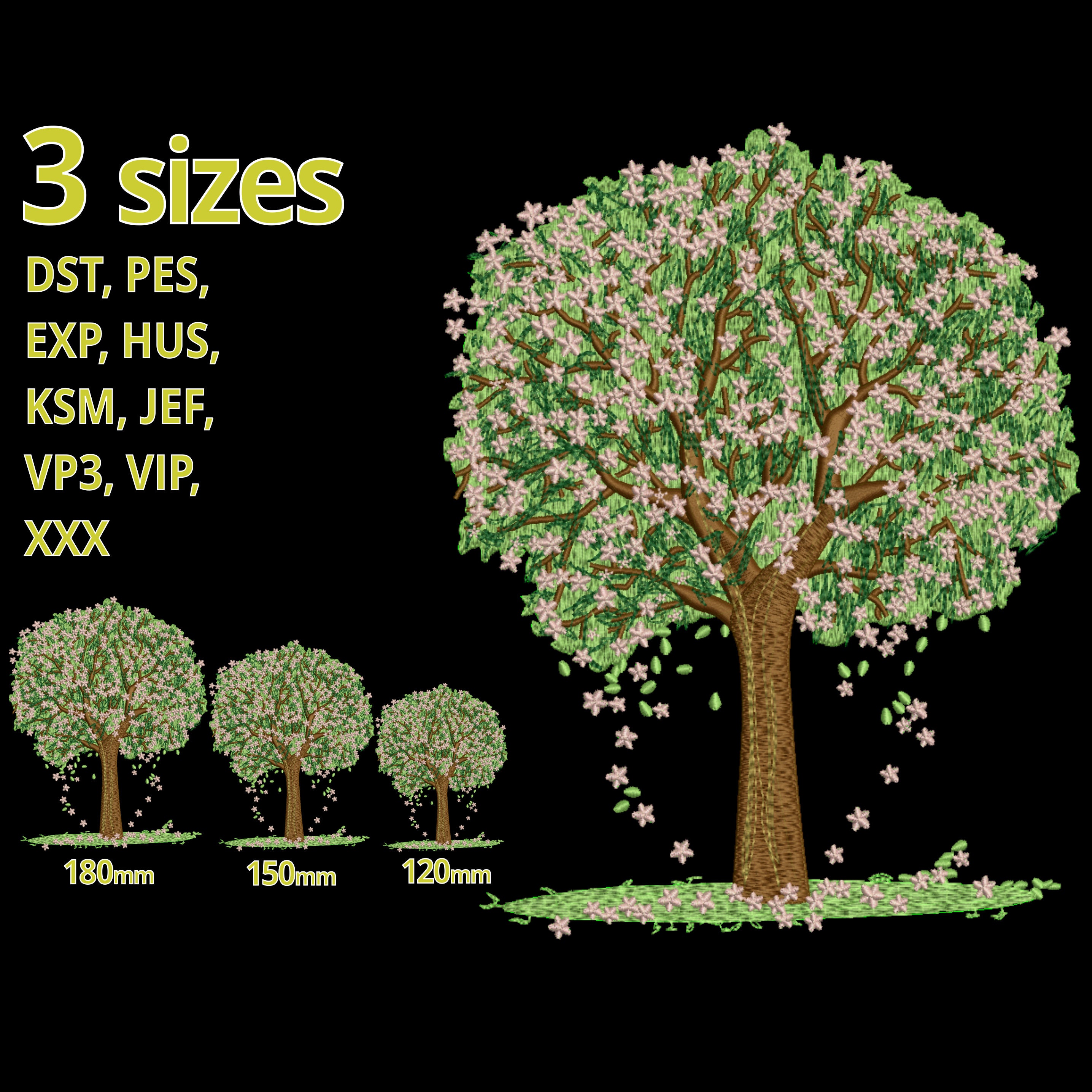 TREE Embroidery Design 3 Sizes - Spring Time Tree of Life - Blossom ...