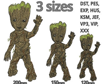 Baby Groot embroidery design 3 sizes - Kids Groot wood figure winking -Guardians of the galaxy machine embroidery file boys room decoration