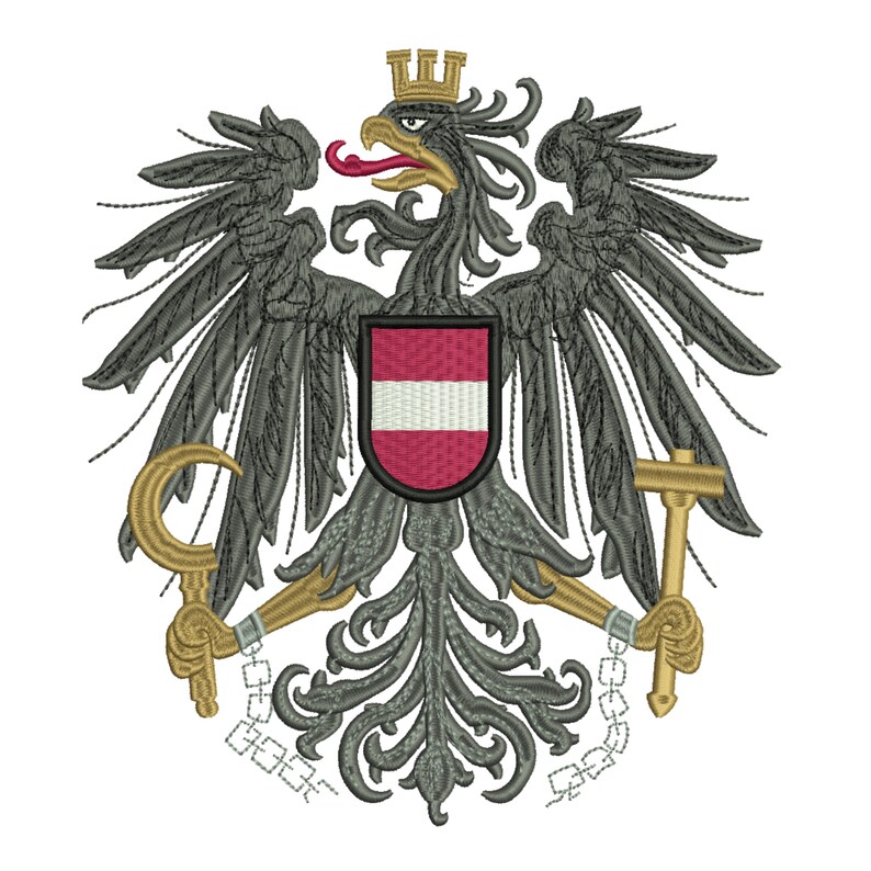 Adler Österreich Stickdatei 5 Größen - Großes Austria Wappen Staatswappen österreichischer Adler Stickmotiv Stickprogramm Trachtenstickerei Bild 5