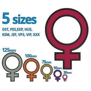 Feministisches Symbol - Stickdatei 5 Größen Frauen Sign Feminismus Stickdatei Brother Tajima Download