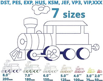 Train embroidery design 7 Sizes - Train toy machine embroidery file hobby Logo