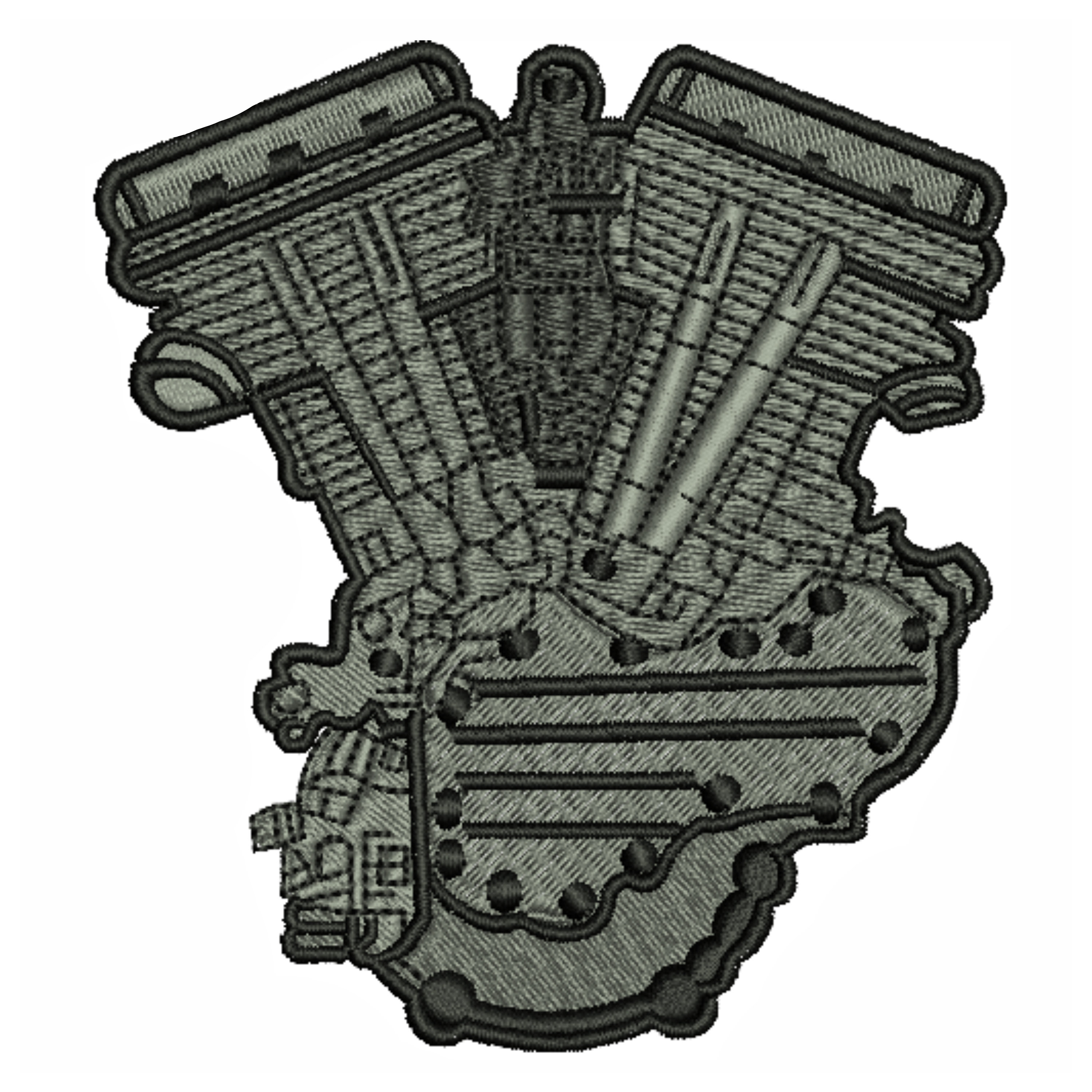 Machine Embroidery Steam Engine Eatsy V-twin V2 Motor Embroidery Design 3 Sizes - Biker Harley Motorblock ...