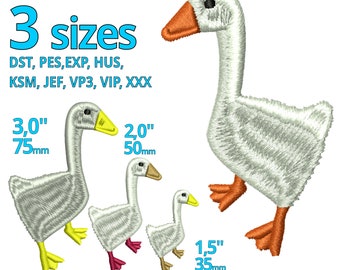 Goose embroidery design 3 sizes - Geese domestic Real Goose machine embroidery file - real animal bird Logo Motif