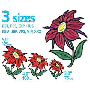 Weihnachtsblumen Stickdatei 3 Größen - Ponsettia Maschinenstickerei Datei Weihnachten Stern rot floral- Weihnachtsserviettenstich