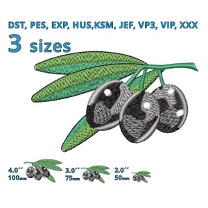Olive branch embroidery designs | 3 sizes | Mediterranean embroidery file Nature Logo