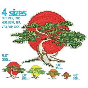 Bonsai Stickdatei 3 Größen - japanischer Baum Sakura Bonsai Maschinenstickdatei - Karate miyagi do karate Club Logo Cobra Kai Symbol
