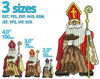 Nikolaus ricamo design 3 Taglie - Babbo Natale macchina ricamo file San Nicolaus Inverno Avvento Stagione decorazione Motivo alla moda Natale Logo