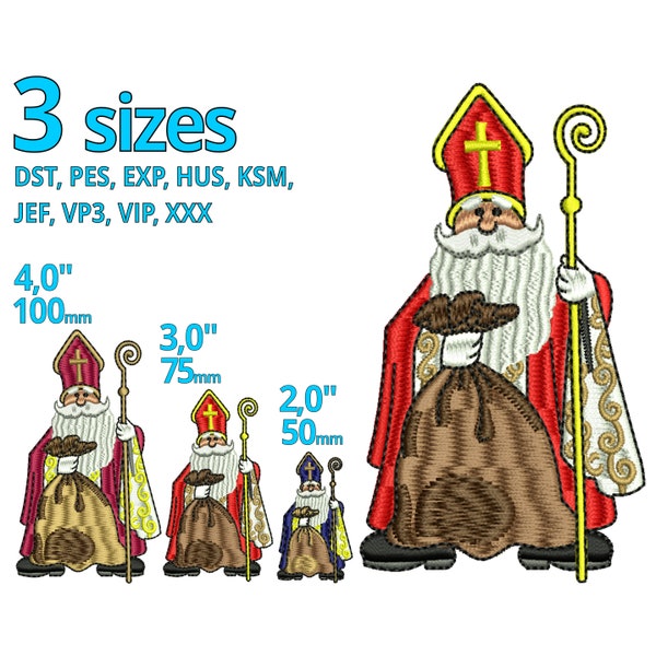 Nikolaus embroidery design 3 Sizes - Santa Claus machine embroidery file St. Nicolaus Winter Advent Season decoration Motif trendy Xmas Logo