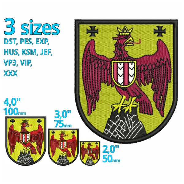 BURGENLAND Stickdatei 3 Größen - burgenländisches Wappen Logo Landeswappen Stickmotiv Stickprogramm Österreich Trachtenstickerei