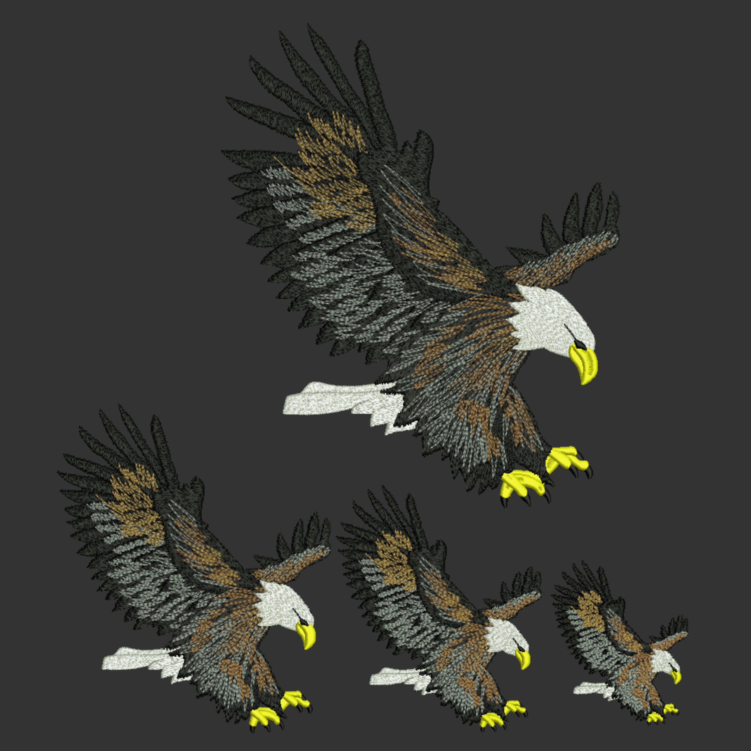 Eagle Embroidery File - 3 Sizes -american Fyling Eagle Birds Embroidery ...