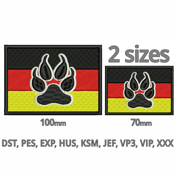 Hundepfote Stickdatei 2 Größen Deutschland Wappen für Hundebesitzer - Stickmotiv Deutscher Hund Motiv Hundepapa Hundemama Stickprogramm