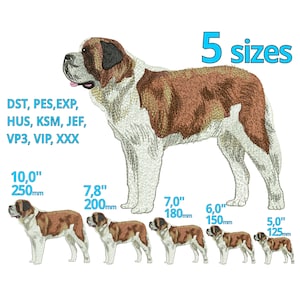 Saint Bernard Dog embroidery design 5 sizes, Bernhardiner machine embroidery file real dog Beethoven sketch drawing puppy decoration
