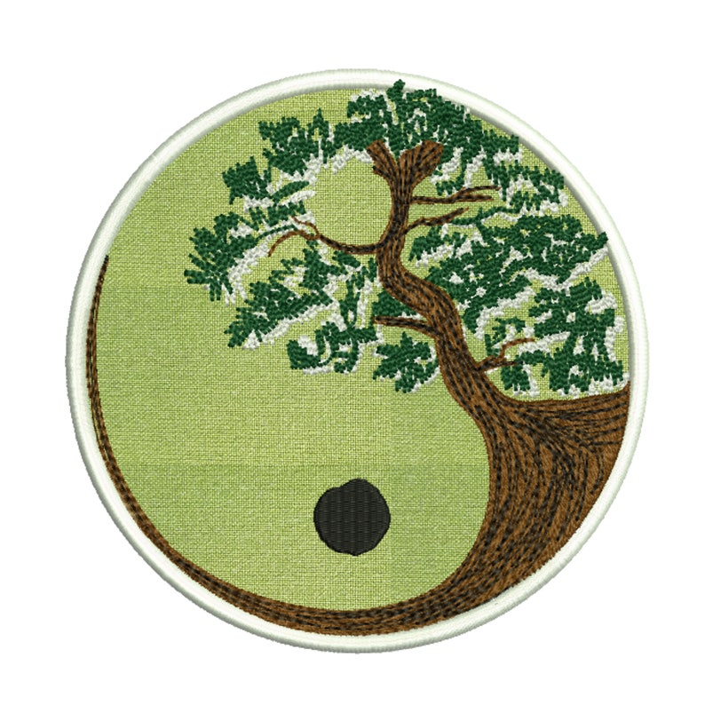 Applique Tree of life embroidery design | ITH Yin Yang machine embroidery file bonsai nature mandala | Yoga mediation esoterik inspiration image 2