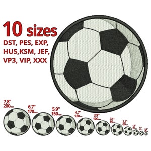 Fussball Ball Stickdatei - 10 Größen Fußball Maschinenstickerei Datei Spieler Kids League - Club Fanclub Logo Vorlage