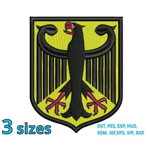 K&ouml;nnte beinhalten: Gestickter Aufn&auml;her mit dem deutschen Bundeswappen, einem schwarzen Adler mit roten Krallen auf einem gelben Schild mit schwarzen Streifen. Der Aufn&auml;her ist in drei Gr&ouml;&szlig;en erh&auml;ltlich.