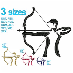 Archery Arrow Embroidery Design | sport Bow machine embroidery file 3 sizes | bow and arrow shooting bowmanship compond bow digital download