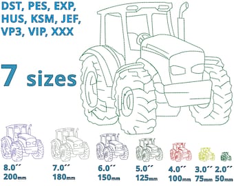 Farm Tractor embroidery design 7 sizes - Tiny machine embroidery file - Tractor Farming Logo decoration