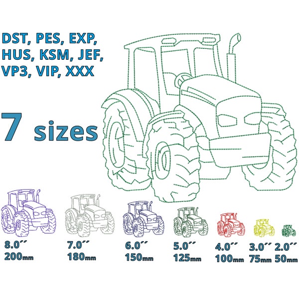 Farm Tractor embroidery design 7 sizes - Tiny machine embroidery file - Tractor Farming Logo decoration