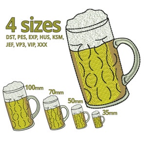 Beer Embroidery Design 4 sizes beer glas jug - Gift for beer fan drinker machine embroidery file - Oktoberfest Motiv download