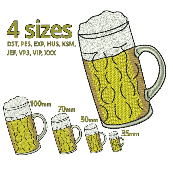 Beer Embroidery Design 4 Sizes Beer Glas Jug Gift for Beer Etsy