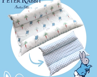 NEW Peter Rabbit Print Loafer Bed Bedding Snug Pillow Blue White Check