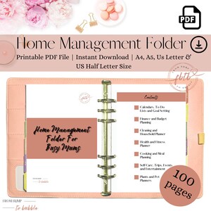 Home management folder for busy mums | Household binder | Ultimate life planner | Printable digital planner | Moms home planner | A4, A5, US