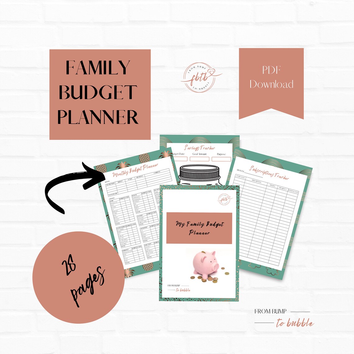 Family Budget Planner Printable Finance Tracker Emerald Etsy UK