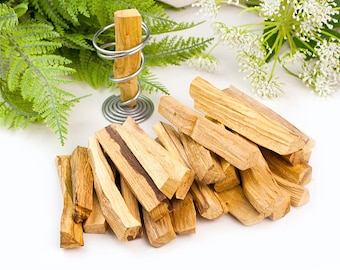 Palo Santo Räucherholz | 10g-50g-100g-250g-500g | Metallhalter für Palo Santo | Räucherholz Palo Santo | Palo Santo Sticks ethisch und fair