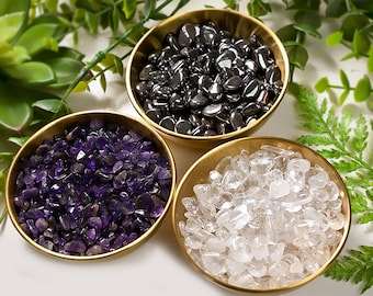 Entladesteine Hämatit | Aufladesteine Bergkristall und dunkler Amethyst | im Jutesäckchen | fair und ethisch gehandelt | allerbeste Qualität