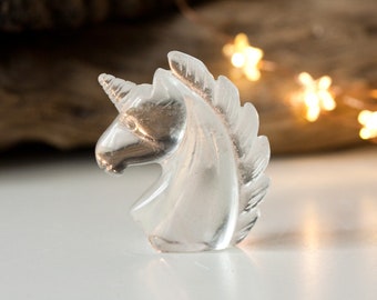 Licorne à quartz clair | Cristal de Licorne | Licorne sculptée dans du cristal de roche | Licorne en cristal de roche transparent