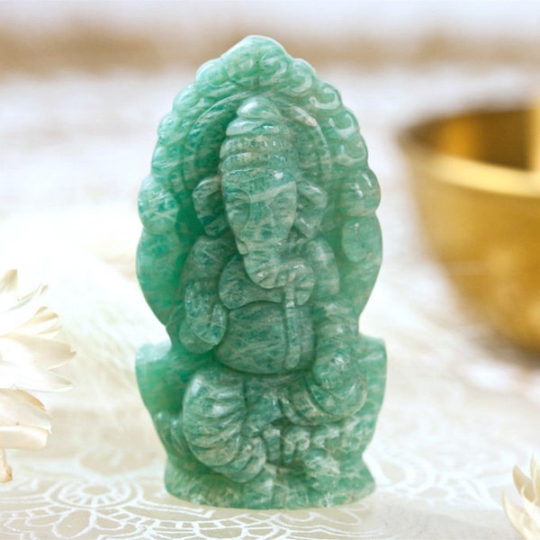 Amazonite Ganesh | Carved Amazonite Ganesh | Amazonite Ganesh | Small Gemstone Ganesh | Crystal Ganesh