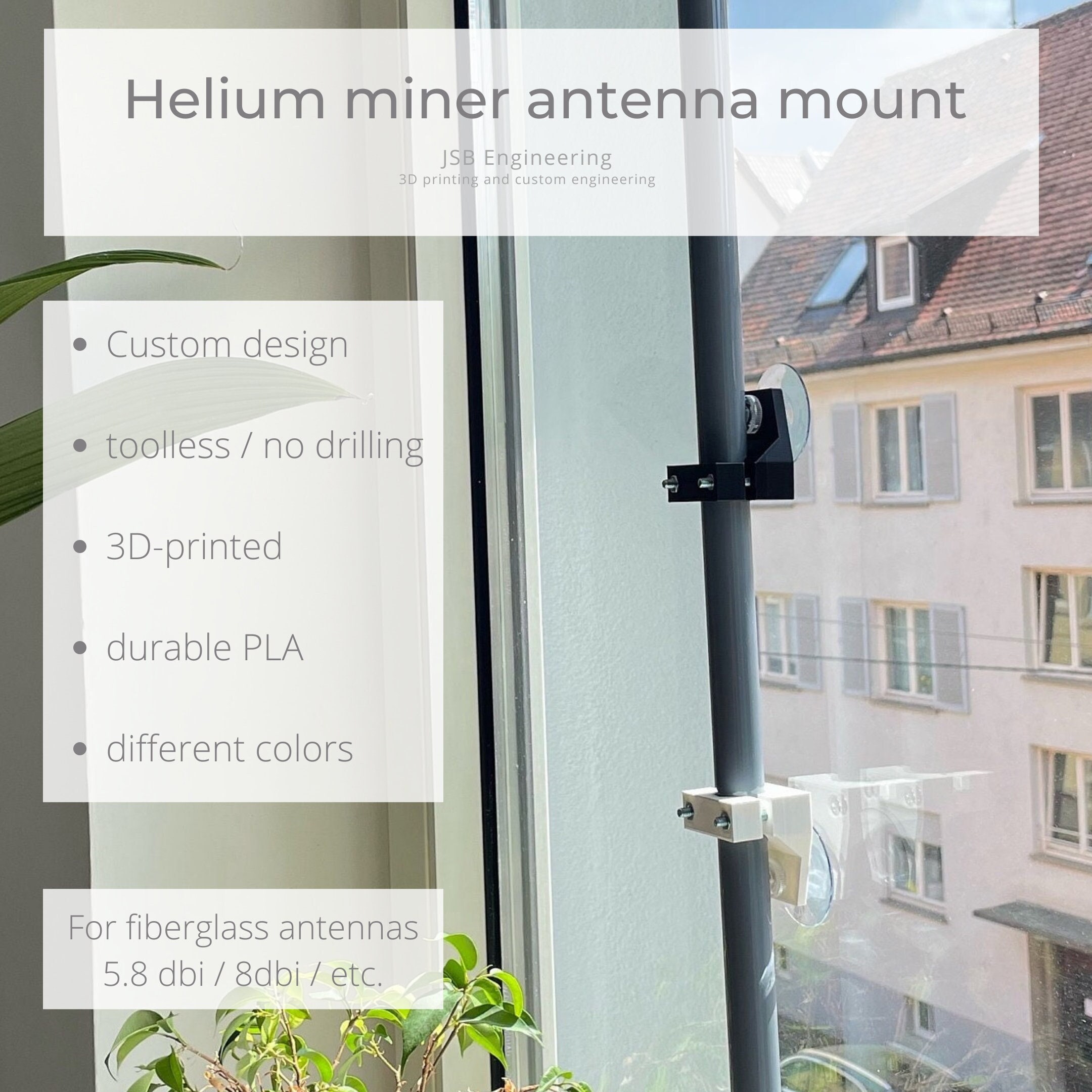 Helium Miner Mount Antenna Window Holder Bracket Suction