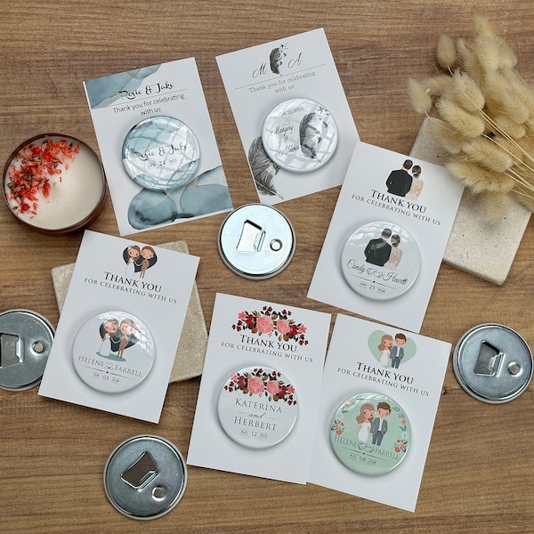 Hochzeitsgeschenke für Gäste - Magnet für die Hochzeit - Dcapsuleur-Magnet - Flaschenöffner-Magnet - Hochzeits-Souvenir-Magnet