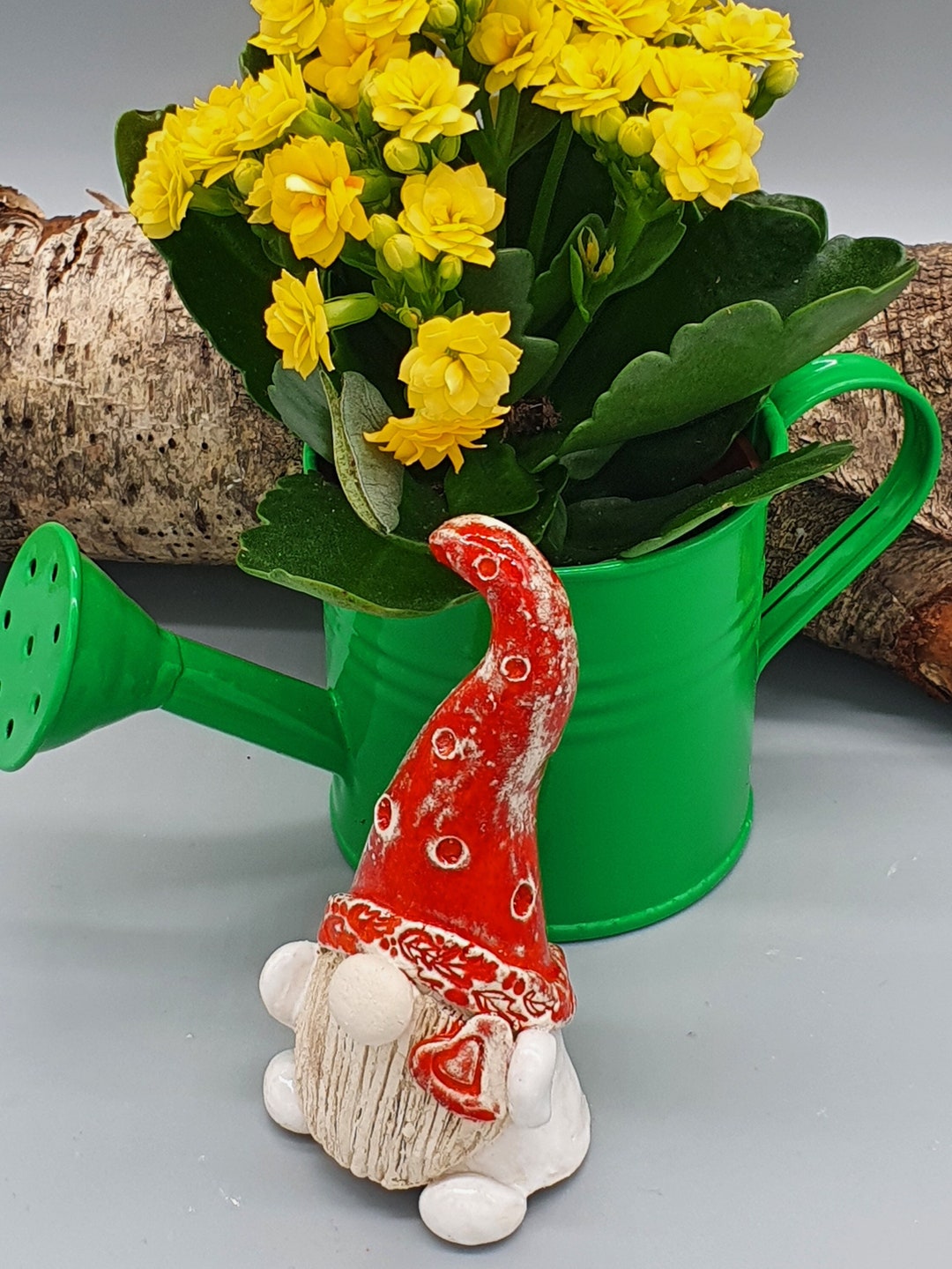 Handmade Ceramic Happy Gnome, Flower Pot, Accessories, Insect Hotel