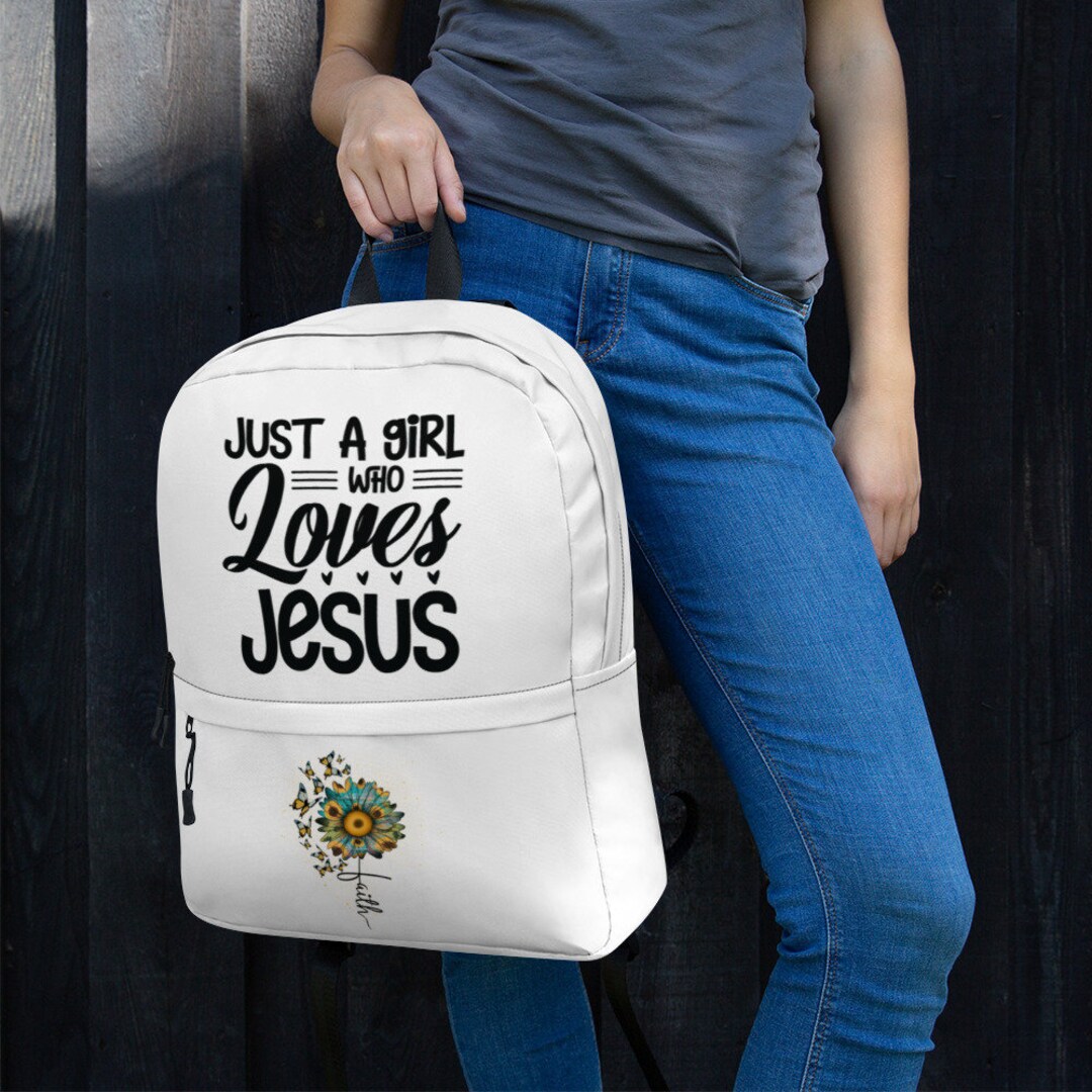 Christian Backpack With Laptop Pocket I Love Jesus Bag Faith Etsy