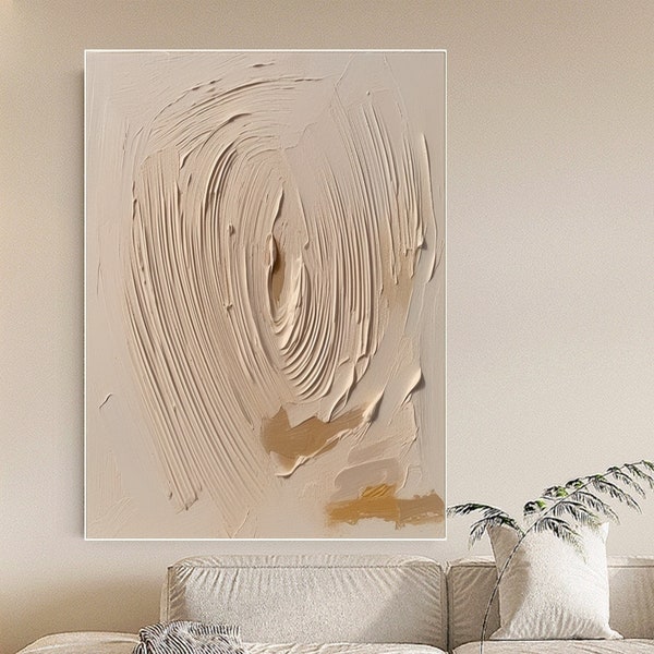 Wabi Sabi Beige Marrón Pared Arte Pintura Textura Neutra Arte Pared Beige Marrón Pintura Abstracta Marrón Arte Minimalista Beige Pintura de Yeso