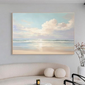 Large Sky And Sea Oil Painting Sunraise Painting Ocean Abstract Art Sea Wall Art Coastal Wall Art Beach Canvas Painting Ocean Wave Painting