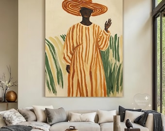 Original abstract cowboy oil painting brown and green male portrait painting abstract western figure art