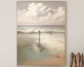 White Sky Abstract Art White Cloud Wall Art Original Beach Oil Painting On Canvas Living Room Wall Decor Minimalist Wall Art Boho Wall Décor