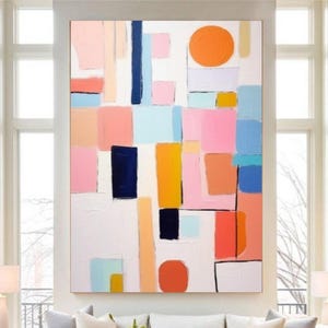 Large Original Pink Abstract Acrylic Oil Painting Pink Minimalist Abstract Art Modern Colorful Abstract Wall Decor Bedroom Custom Painting
