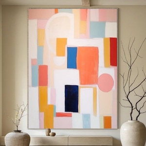Rosa Abstrakte Minimalistische Malerei Große Bunte Handgemachte Gemälde Beige Texture Wandkunst Pastell Abstrakte Leinwand Kunst Schlafzimmer Dekoration Kunst