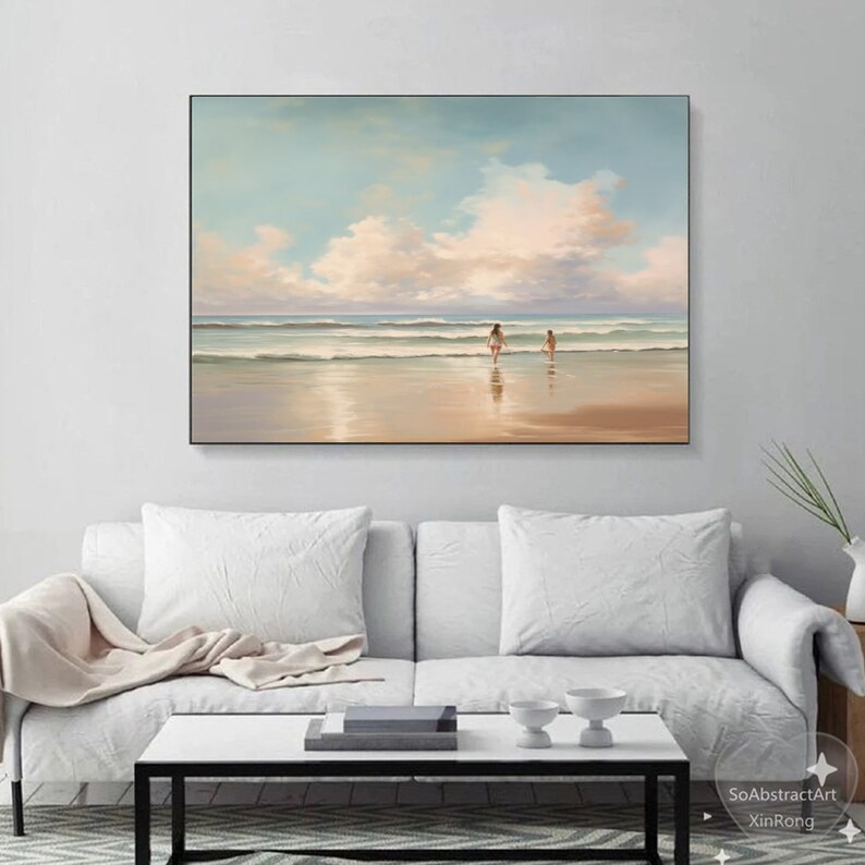 Large 3D Textured Ocean Painting on Canvas Beach Landscape Wall Art ...